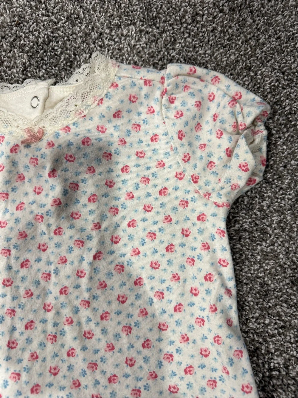 Vintage Gymboree Cream Tee with Pink & Blue Floral Print